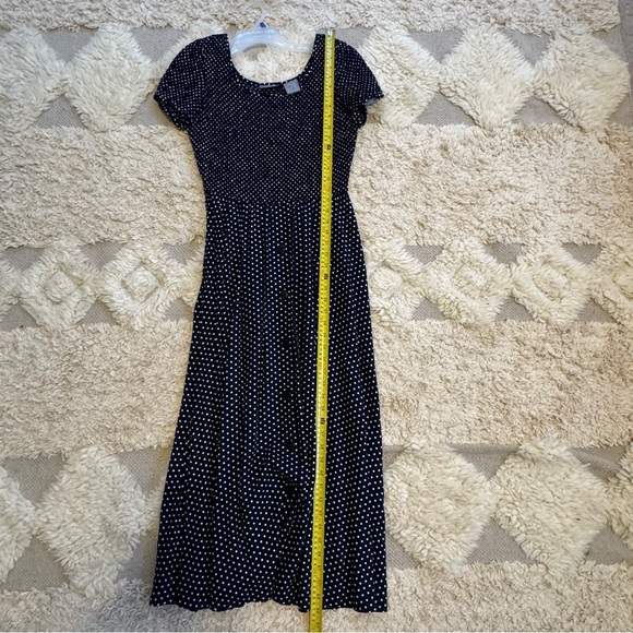 Vintage Liz Claiborne Navy Polka Dot Maxi Dress - Size 6 - Picture 8 of 8